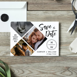 3 Foto Collage Diamond Typografie Script Save The Date