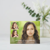 3 Foto Collage Einfaches Abschluss Ankündigungspostkarte (Stehend Vorderseite)