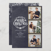 3 Foto Collage Frohe Weihnachtskhalkboard Feiertagskarte (Vorne/Hinten)