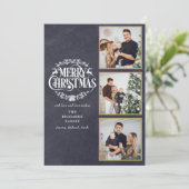 3 Foto Collage Frohe Weihnachtskhalkboard Feiertagskarte (Stehend Vorderseite)