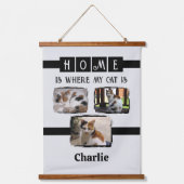 3 Foto-Collage für Tiere, grau schwarz Wandteppich Mit Holzrahmen (Vorderseite)