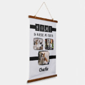 3 Foto-Collage für Tiere, grau schwarz Wandteppich Mit Holzrahmen (Gewinkelt)