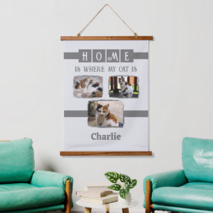3 Foto-Collage für Tiere grau Wandteppich Mit Holzrahmen