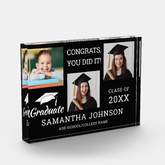 3 Foto Collage Glückwunsch Grad 2025 Schwarz (Links)