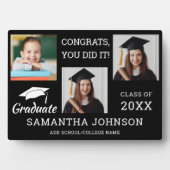 3 Foto Collage Glückwunsch Grad 2025 Schwarz Fotoplatte (Vorderseite)