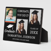 3 Foto Collage Glückwunsch Grad 2025 Schwarz Fotoplatte (Seite)