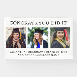 3 Foto Collage Glückwunsch Graduate Abschluss Banner