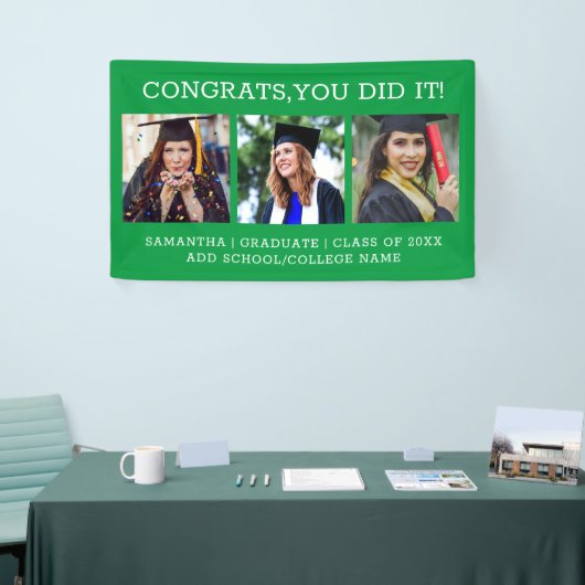 3 Foto Collage Glückwunsch Graduate Abschluss Gree Banner (Messeveranstaltung)