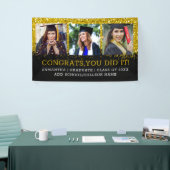 3 Foto Collage Glückwunschs Grad Black Gold Glitze Banner (Messeveranstaltung)