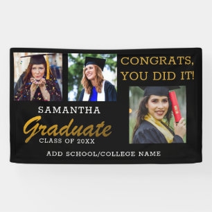 3 Foto Collage Glückwunschs Graduate 2022 Black G Banner