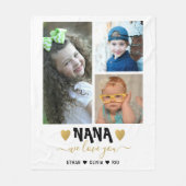 3 Foto Collage Grandkids Namen Wir Liebe Sie Nana Fleecedecke (Vorderseite)