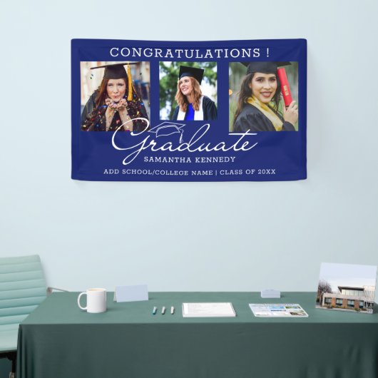 3 Foto Collage Gratulation Graduate Blue 2025 Banner (Messeveranstaltung)