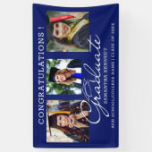 3 Foto Collage Gratulation Graduate Blue 2025 Banner (Vertikal)