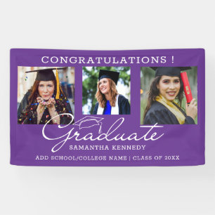 3 Foto Collage Gratulation Graduate Lila Banner