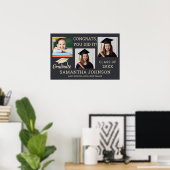 3-Foto-Collage Gratuliere Absolvent 2026 Grau Poster (Heimbüro)