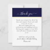 3 Foto Collage Gray Sand Dollar Navy Blue Wedding Dankeskarte (Rückseite)