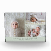 3 Foto Collage Green New Baby Keepake (Vorderseite)
