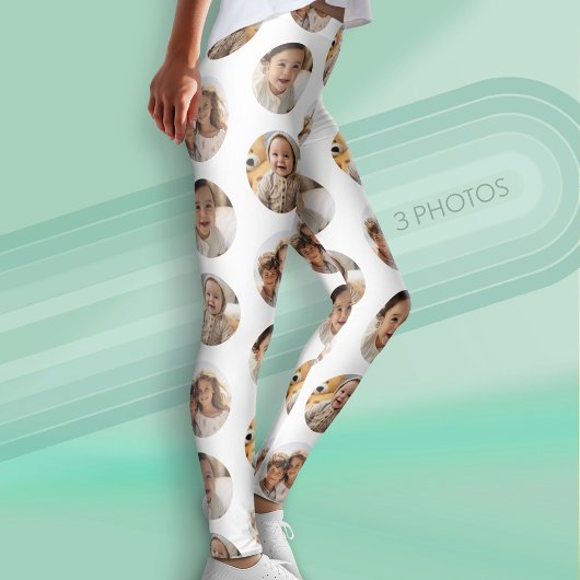 3 Foto Collage Halbbrick Muster - Weißer Kreis Leggings