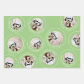 3 Foto Collage Happy Birthday Circles pink blau Geschenkpapier Set (Vorderseite 3)