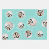 3 Foto Collage Happy Birthday Circles pink blau Geschenkpapier Set (Vorderseite 2)