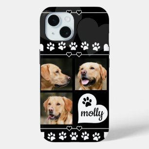 3 Foto Collage Hund Name Schwarz-Weiß-Herz Case-Mate iPhone Hülle