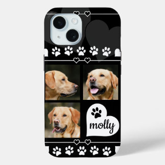 3 Foto Collage Hund Name Schwarz-Weiß-Herz Case-Mate iPhone Hülle