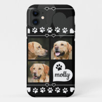 3 Foto Collage Hund Name Schwarz-Weiß-Herz