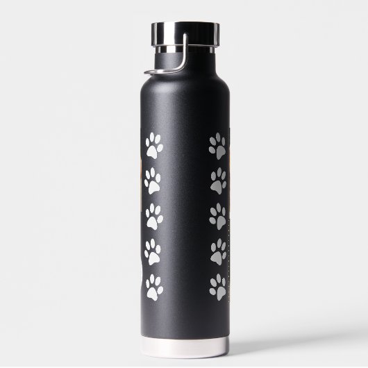 3 Foto Collage Hund Name Schwarz-Weiß-Herz Trinkflasche (Rechts)