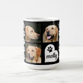 3 Foto Collage Hundename Schwarzes und Weißes Herz Kaffeetasse (Mittel)
