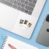 3 Foto Collage Mama Familienmüttertag Aufkleber (Laptop mit iPhone)