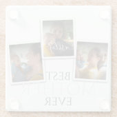 3 Foto Collage Mama Familienmüttertag Glasuntersetzer (Rückseite)