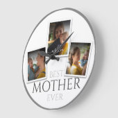 3 Foto Collage Mama Familienmüttertag Große Wanduhr (Winkel)