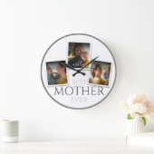3 Foto Collage Mama Familienmüttertag Große Wanduhr (Zuhause)