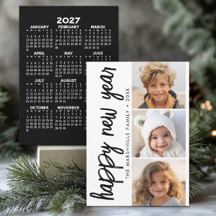 3-Foto-Collage-Minimal-Neujahr-2027-Kalender Feiertagskarte