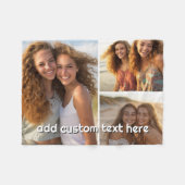 3-Foto-Collage mit 1 Textzeile Fleecedecke (Vorderseite (Horizontal))