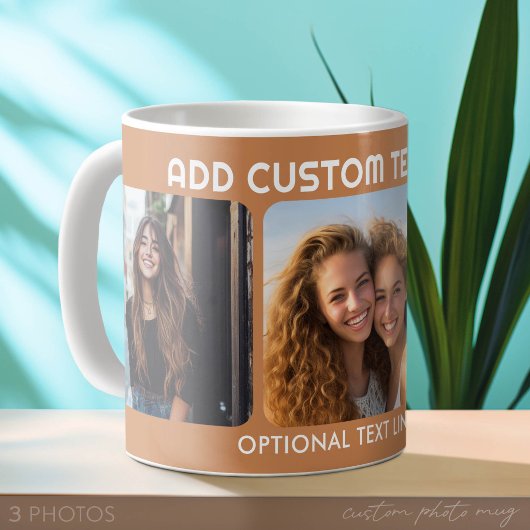 3-Foto-Collage mit 2 Plätzen für Text Kaffeetasse