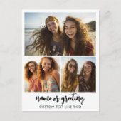 3-Foto-Collage mit Skripttext  Postkarte (Vorderseite)