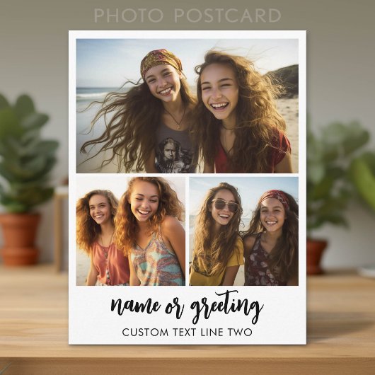 3-Foto-Collage mit Skripttext  Postkarte