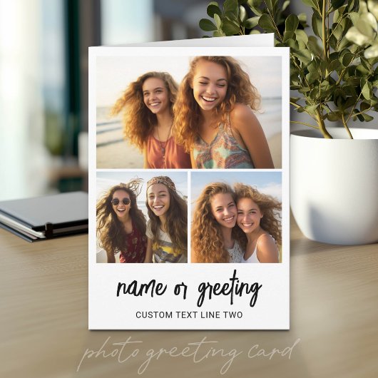 3-Foto-Collage mit Skripttext - schwarz weiß Karte