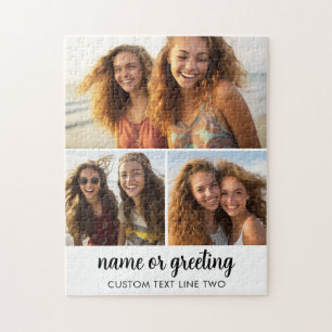 3-Foto-Collage mit Skripttext - schwarz weiß Puzzle