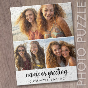 3-Foto-Collage mit Skripttext - schwarz weiß Puzzle
