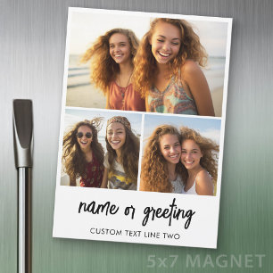 3-Foto-Collage mit Text - Kühlschrankmagnet Magnetkarte