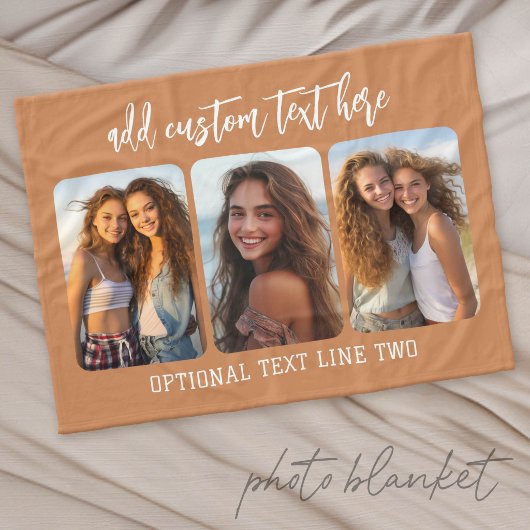 3-Foto-Collage mit trendigem Bounce-Script Fleecedecke