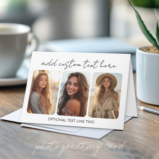 3-Foto-Collage mit trendigem Bounce-Script Karte