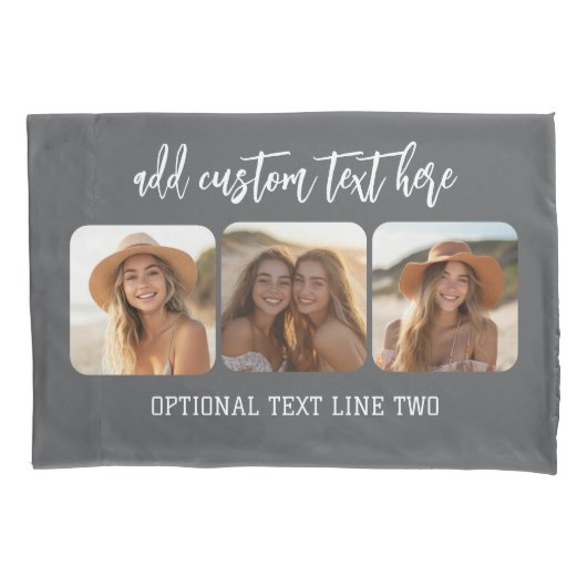 3 Foto Collage mit trendy Bounce Script - grau Kissenbezug (Vorderseite)