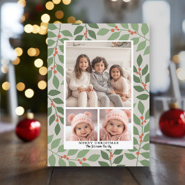 3 Foto Collage Moderne botanische Jahreszeit Gruß Feiertagskarte