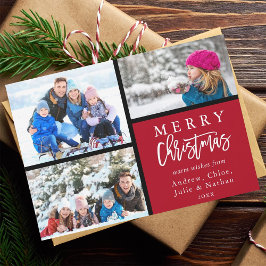 3 Foto Collage Moderne frohe Weihnachten Rot