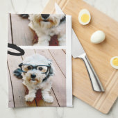 3 Foto Collage - Moderne frohe Weihnachtsfeier Geschirrtuch (Viertel Falte)