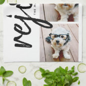 3 Foto Collage - Moderne frohe Weihnachtsfeier Geschirrtuch (Gefaltet)