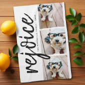 3 Foto Collage - Moderne frohe Weihnachtsfeier Geschirrtuch